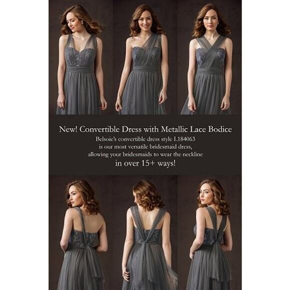 2708 NWT L184063 Belsoie Long Sweetheart Strapless Soft Tulle & Metallic Lace - Picture 6 of 6